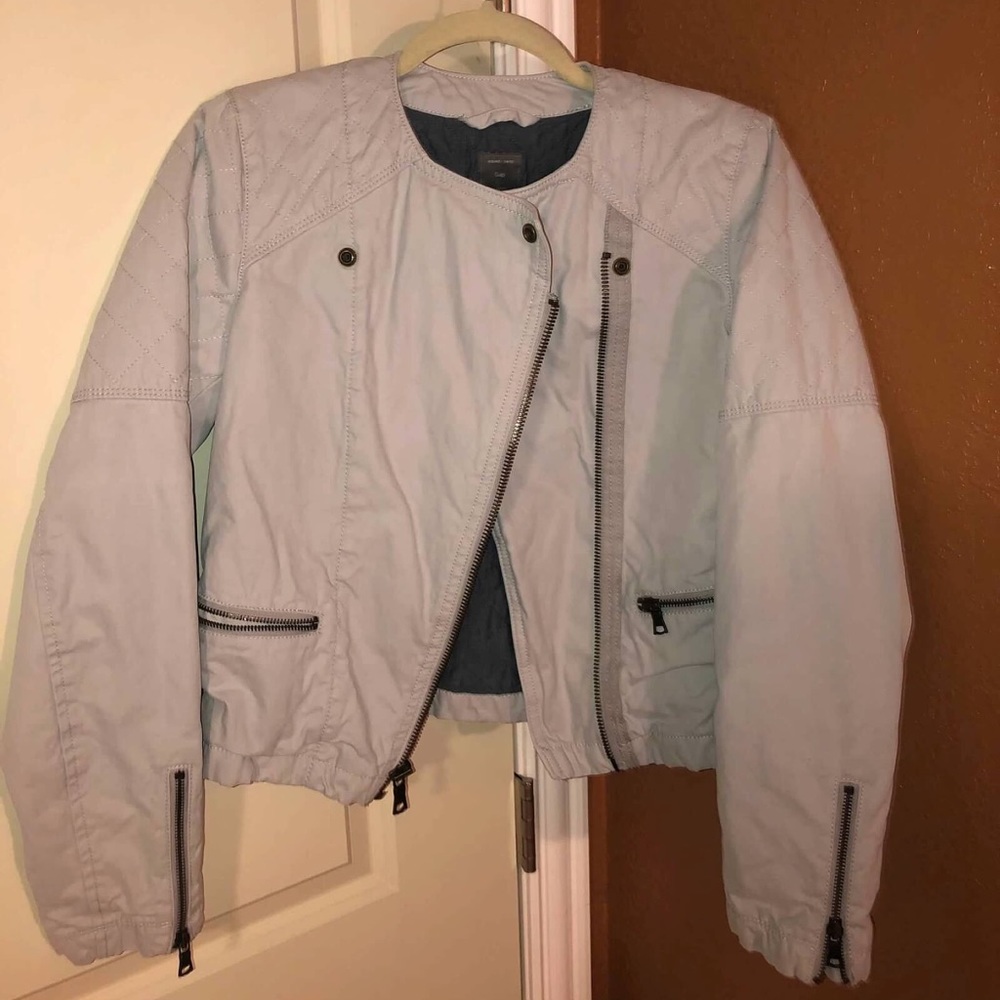 Size 4 (Small) Grey Quilted Moto Jacket